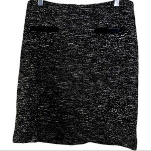 Talbots Black White Heather Cotton Blend Skirt 6P